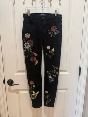 Buffalo David Bitton Black Skinny Jeans with Multicolor Floral Embroidery size27